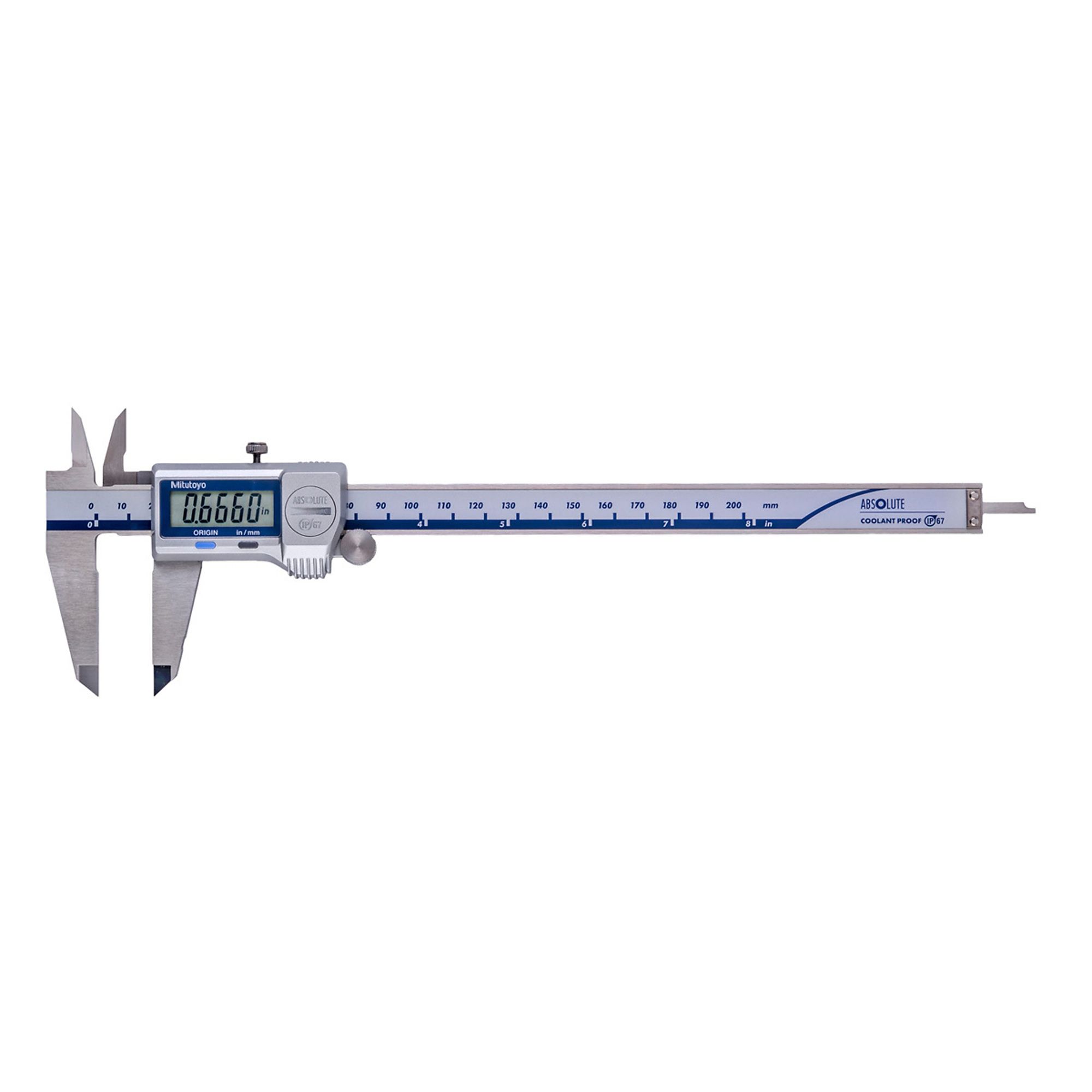Mitutoyo Digi Caliper - 0-8in., IP67, 0.0005in./0.01mm, Model# 500-753-20